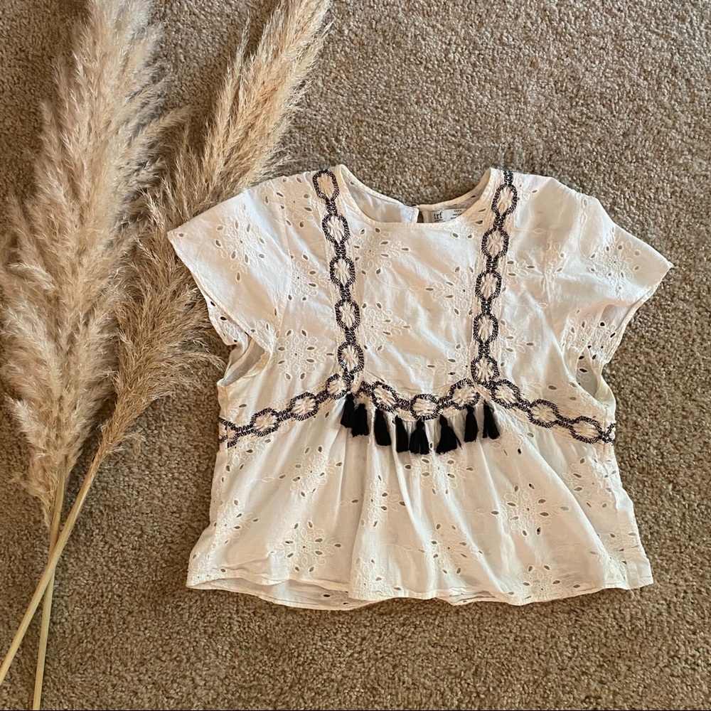 ZARA TRF Lace & Tassel Blouse
